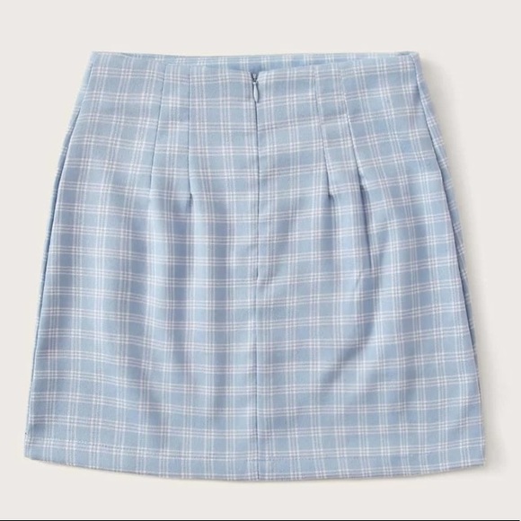 3/$15 Blue Plaid Double Slit Hem Tight Mini Skirt with Zipper - Picture 3 of 4